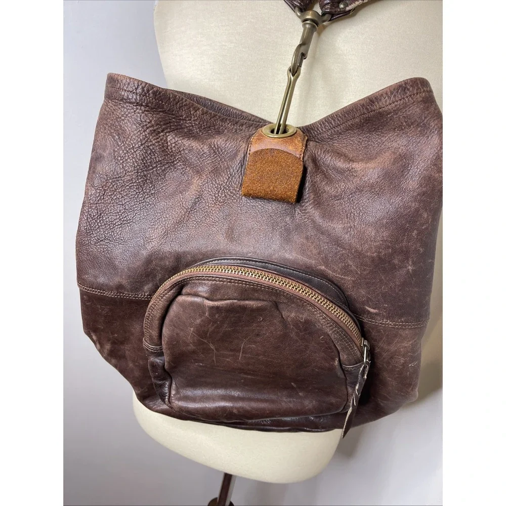 Vintage Brown Leather Talon Zip Backpack